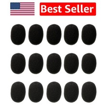 15 Pack High-Density Foam Microphone Covers for Lapel Lavalier Mics - Black