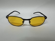 Yellow Lens Black Metal Oval Sunglasses 99239 Retro Vintage Style