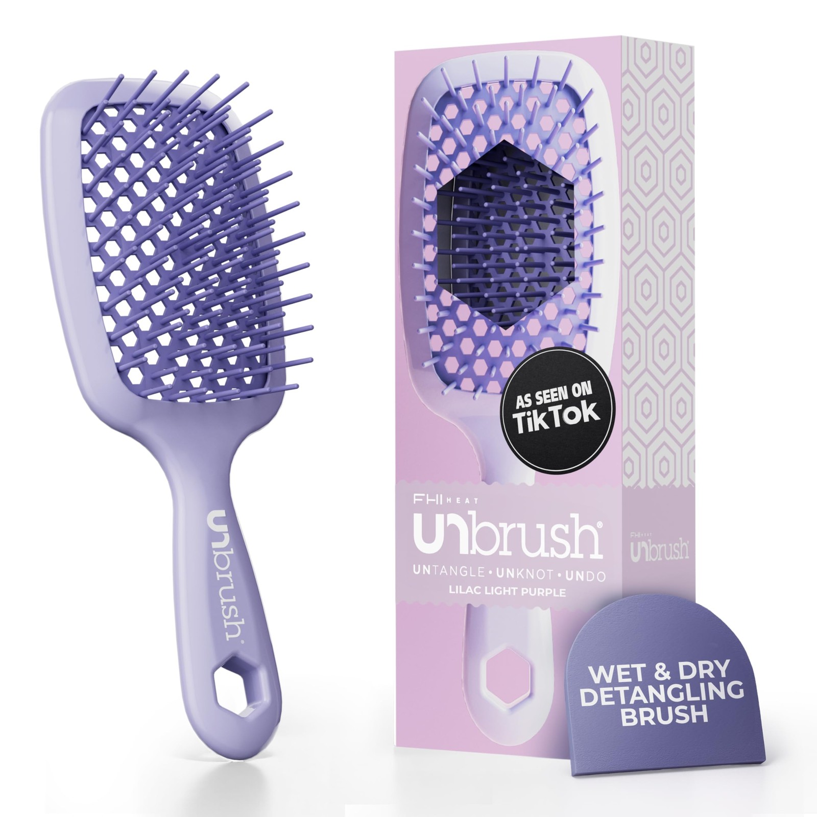 UNbrush brosse cheveux secs mouillés aérée souple pour femme et enfant