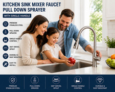 Stainless Steel Kitchen Faucet Pull Down Sprayer Single Handle Sink Mixer
