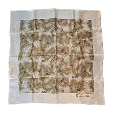 Vintage Anne Klein for Vera Silk Scarf Beige Green 20x21