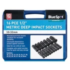 BlueSpot 16Pcs 1/2" Metric Deep Impact Sockets Set 10-32mm
