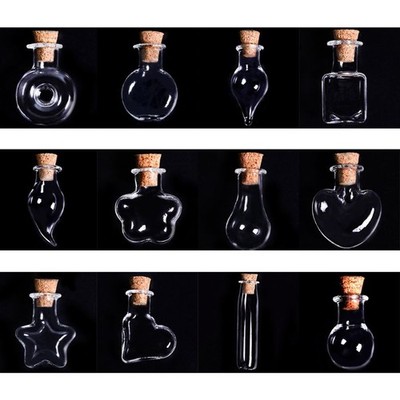 10pcs Mini Small Glass Bottles with Cork Stopper Clear Jars Tiny Wedding Vials