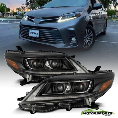 Fit 11-20 Toyota Sienna PRO-Series Projector Headlights Pair Replacement Black