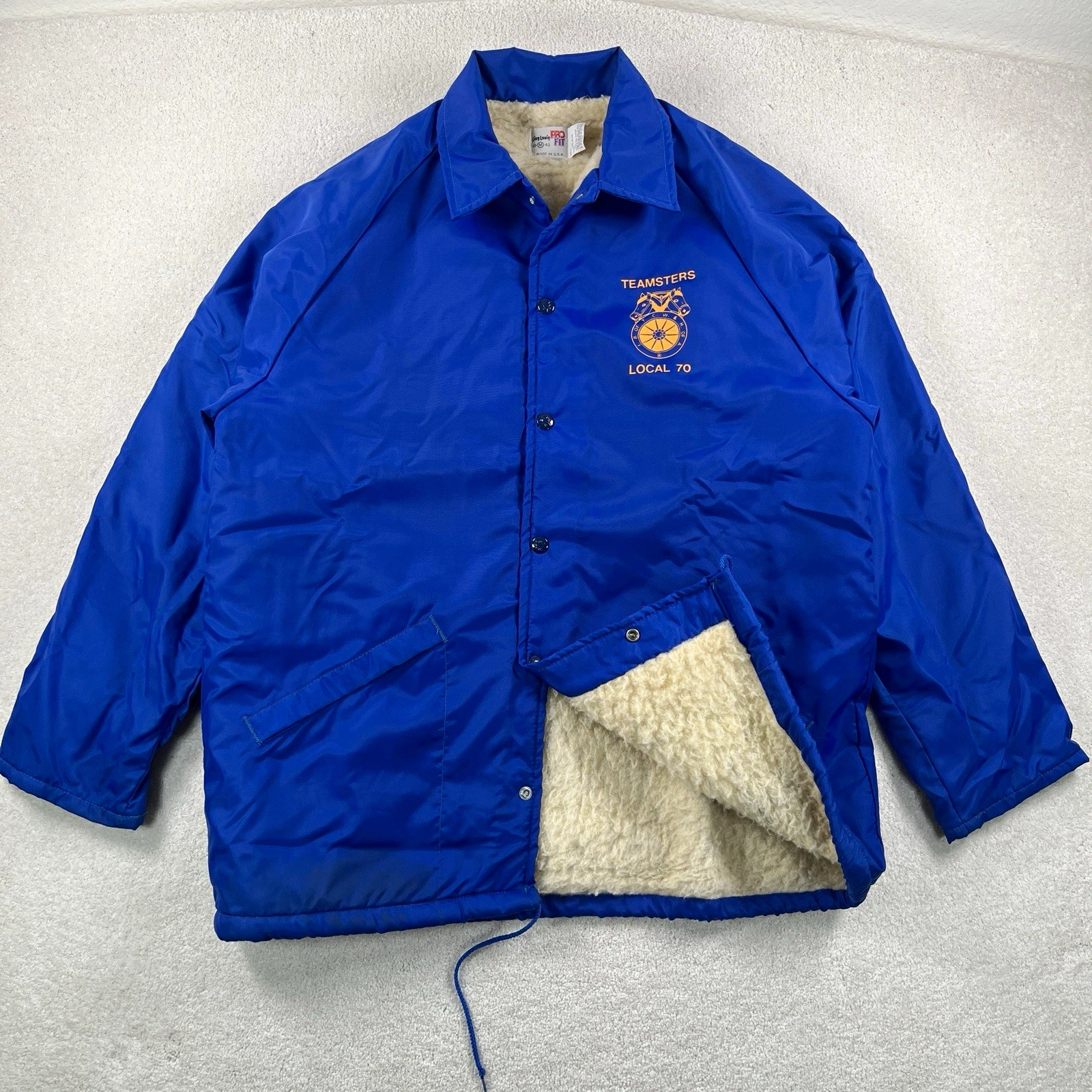 King Louie Pro Fit Teamsters Local 70 Blue Sherpa Lined Insulated Jacket USA image 1