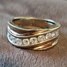 10K Yellow Gold Channel-Set Band Ring w/ 9 Na...