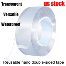 2 Roll Reusable Nano Double-Sided Tape Transparent Waterproof Adhesive (3m)