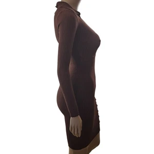Hera Collection Women’s Long Sleeve Ribbed Knit V Neck Dress back