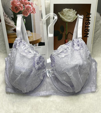Vintage Light Purple Underwire 36DD Bra Floral Lace Lined Full Coverage Bra