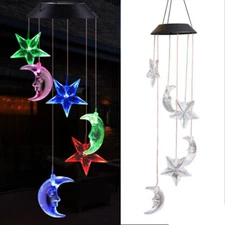 Solar Wind Chime Lights LED Color Changing Hanging Lamp Bird Ball Garden Decor