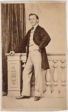 Antique CDV Circa Unmarked Dapper Young Man in Three-Piece Suit Unmarked