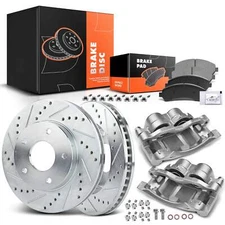 Front Drilled Brake Rotor & Pad+Brake Caliper for Chevrolet Blazer S10 GMC 98-05