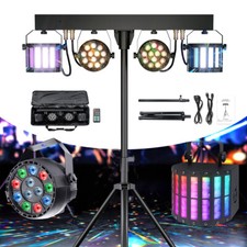 LED RGB DJ Lights with Stand & Bags & Remote Stage DJ Gig Disco Party Lighting