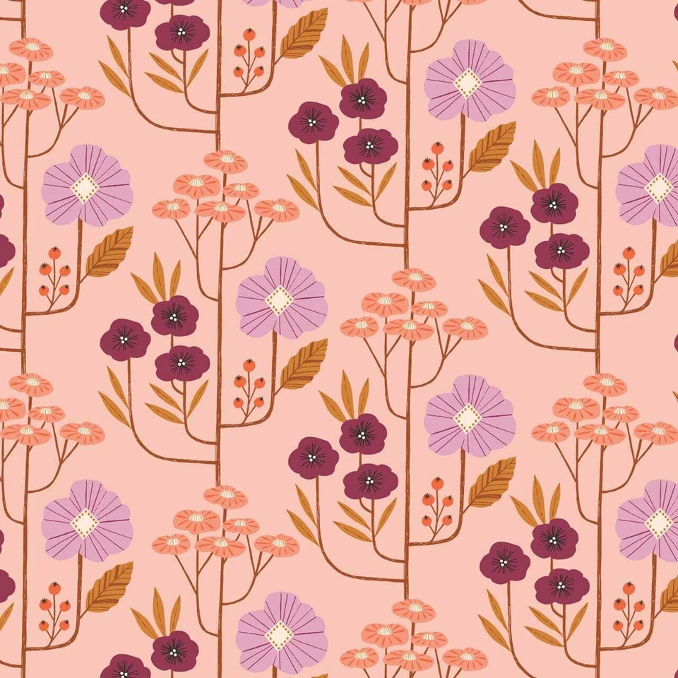 Wild Flowers Peach Pink by Dashwood Studio 100% Cotton Fabric Fat Quarter