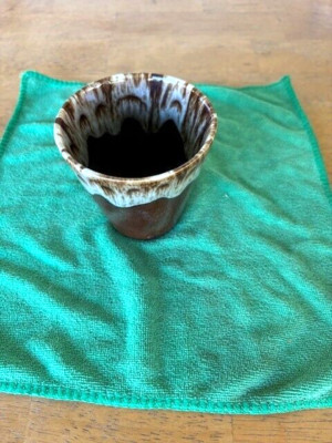 Vintage Canonsburg Pottery Brown Drip Juice Tumbler Cup 3-1/2'' High EUC