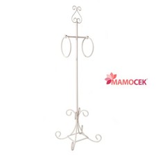 PORTA ASCIUGAMANI Metallo bianco avorio 2 anelli h100cm bagno shabby chic