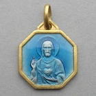 French, Antique Religious Enamel Pendant. Jesus, Sacred Heart, Montmartre. Medal