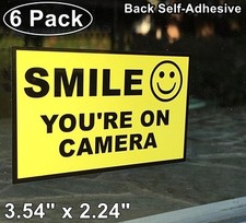 6 Home Business SMILE YOU'RE ON CAMERA Window Door Warning Vinyl Sticker Decal
