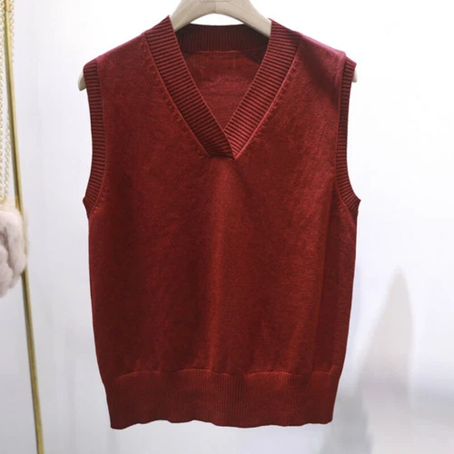 Women Sweater Vest Knit Sleeveless Jumpers Pullover V-neck Loose Basic Casual - Picture 6 of 27