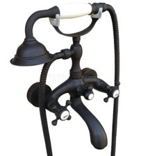 Oil Rubbed Bronze Clawfoot Bathtub Tub Filler System Tap Hand Shower Faucet Set