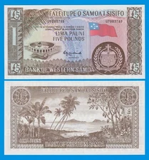 Western Samoa 5 Pounds P 15rp 1963 (Reprint 2020) UNC With prefix ( P 15 RP )