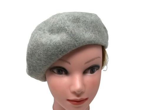 Vintage Hansen Wool & Acrylic One Size Beret In Pink & Gray  display picture 2