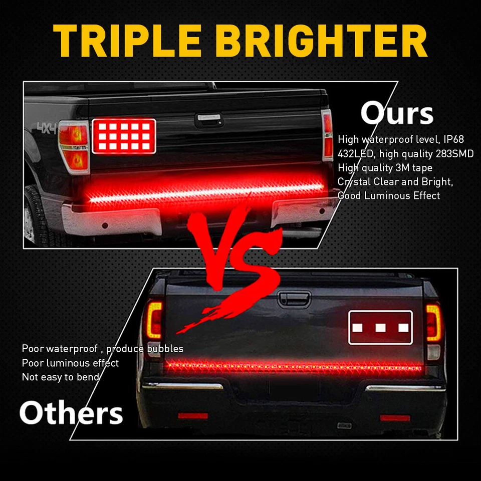 LED Truck Tailgate Light Bar Strip Tail Dynamic Signal Brake Reverse 48inch Lamp Foto 4 de 4
