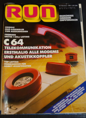 COMMODORE 64/128 - RUN (COMMODORE MAGAZIN) - Ausgabe 10/1985 - Retro Vintage Rar