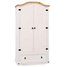 Kleiderschrank mit Schubladen Kiefer Holzschrank weiß/natur