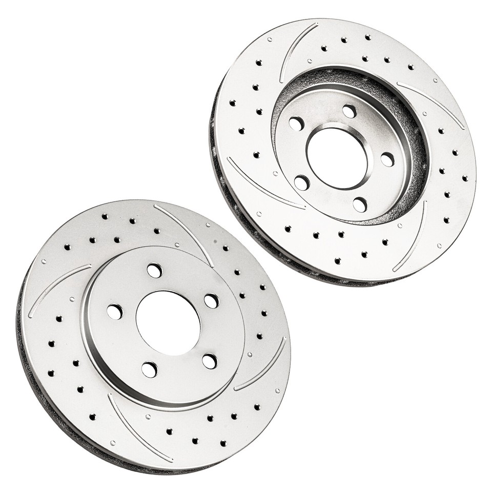 Front Drilled & Slotted Brake Rotors 5371 For Dodge Grand Caravan 1996