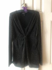 Daisy Fuentes Large Evening Top Stretch NWT $36 ~ Black/Gold ~ Party Top