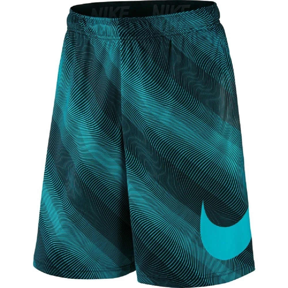 NIKE Men's 9'' Fly Linear Flow Printed Shorts (Large, Black/Omega Blue/Black)