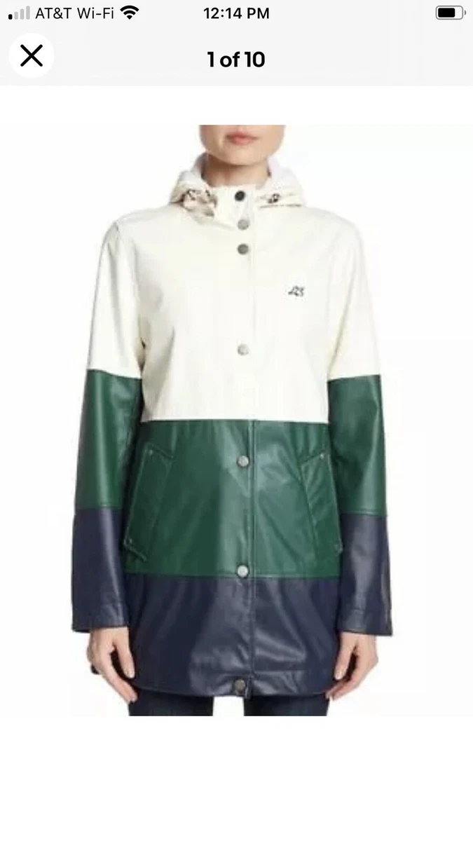 Lucky Brand Women s Green Blue Varsity Colorblock Rain Coat Size M