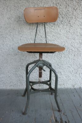 Vintage TOLEDO Swivel Drafting Chair. Metal Industrial Design