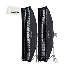 AMBITFUL 2PCS Beehive Honeycomb Grid Strip Softbox Bowens Mount for Studio Fl...