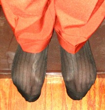 Mens Sheer Nylon OTC Thick N Thin Socks, TNT's Cap Toe and Heel, Black SZ 10-13