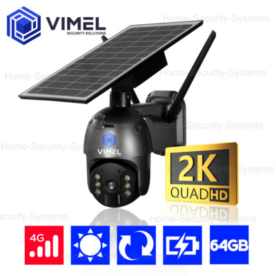4G Solar Security Camera 64GB PTZ LIVE View Alert Smart Phone 24/7 SIM Card