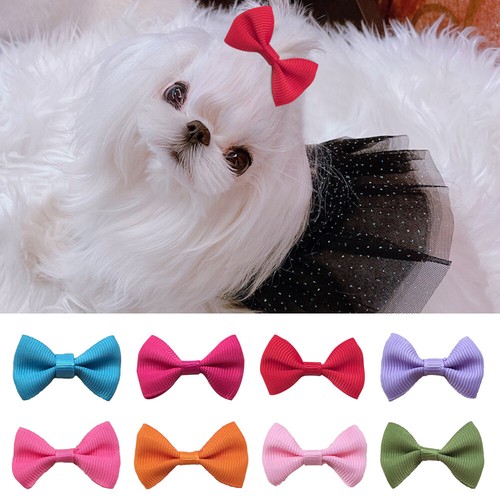 50Pcs Cute Dog Pet Hair Bows DIY Band Puppy Cat Headdress Grooming Accessories - Picture 2 of 20