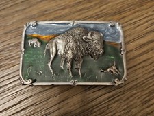 Siskiyou Belt Buckle Buffalo Bison 1984 Pewter U-29 Color Inlaid USA Vintage