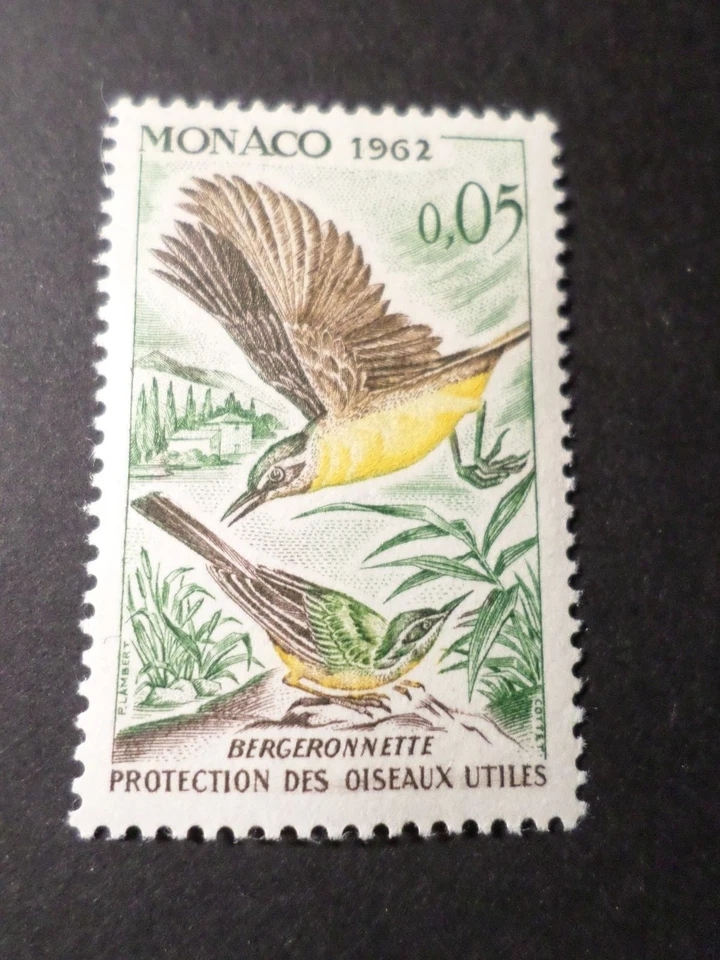 Mónaco 1962 Sello 581 , Pájaros, Lavandera, Nueva - Imagen 1 de 1