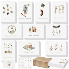 100 Sets Christmas Cards with Envelopes and Stickers Christmas Cards Assortme...