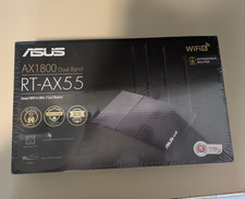 ASUS RT-AX55 AX1800 WiFi 6 Dual-Band Router, 4-Port Gigabit, Black