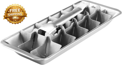 Metal Ice Cube Trays, Stainless Steel Ice Cube Trays, 18-Slot Ice Cube Tray with