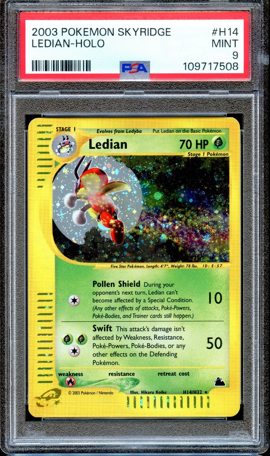 PSA 9 Ledian H14/H32 Skyridge E Series 2003 Pokemon Card Holo MINT