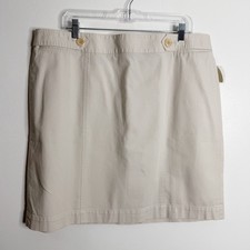 Talbots Beige Skirt Stretch Size 18 Button Detail Workwear Casual Minimalist