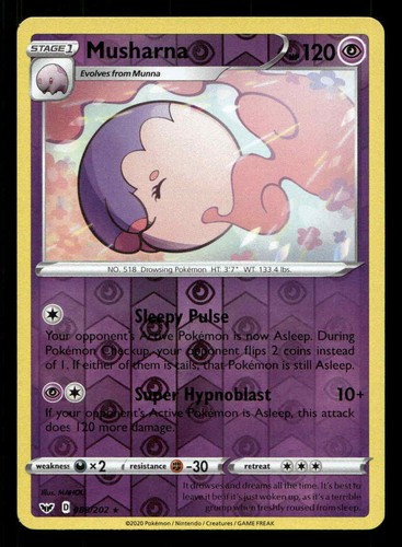 Musharna Reverse Holofoil SWSH01: Sword & Shield Base Set 088/202 LP Pokemon