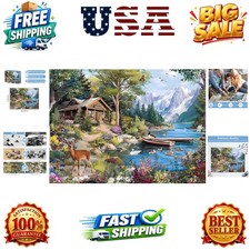 500 Piece Puzzle for Adults, Mountain Cabin Lake Jigsaw Puzzle 500 Piece for ...