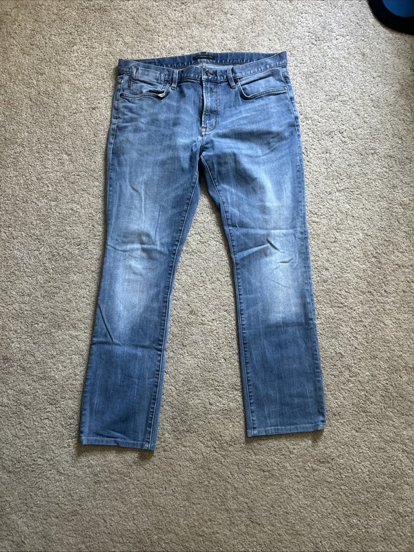 John Varvatos Men's Blue Jeans Size 33x28, Slim Fit, Stretch, Faded Denim