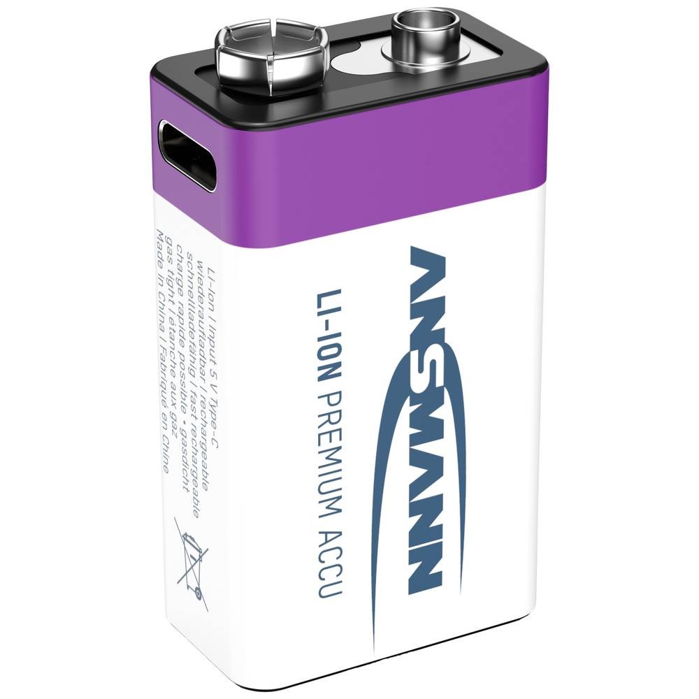 Batterie USB-C Ansmann E-Block 9V Li-Ion à charge directe rapide - 2