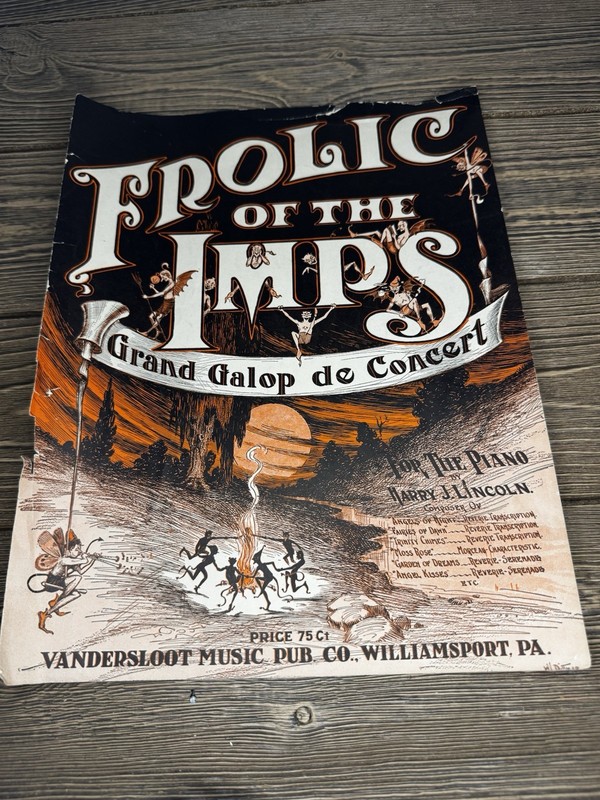 1911 Frolic of the Imps Grand Galop Harry Lincoln Vandersloot Piano Sheet Music
